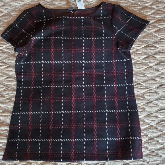 Ann Taylor Set short Sleeve Top and Skirt, black Plaid, Medium NWT - Picture 10 of 12